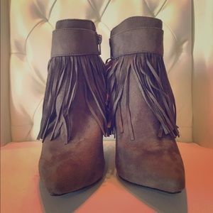 Fringe Heeled Ankle Booties